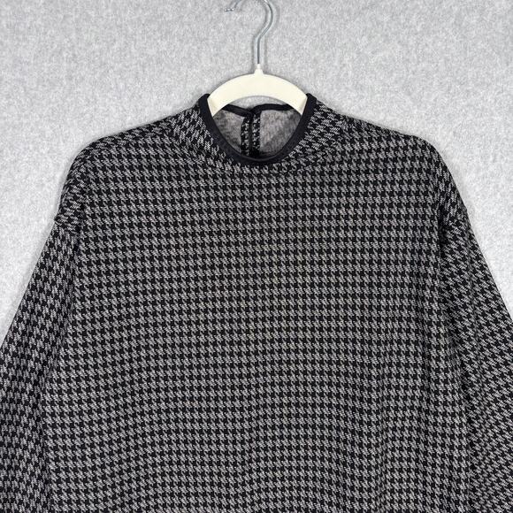 Max Studio Top Small Knit High Neck Houndstooth Preppy Academia Dark Maximalist - Picture 2 of 13